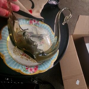 Chic Silver/black Swan Dish